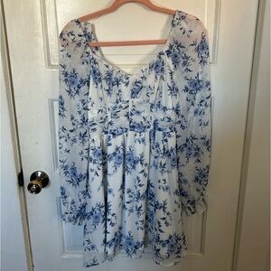 INSPIRED HEARTS Floral Blue Long Sleeve Dress